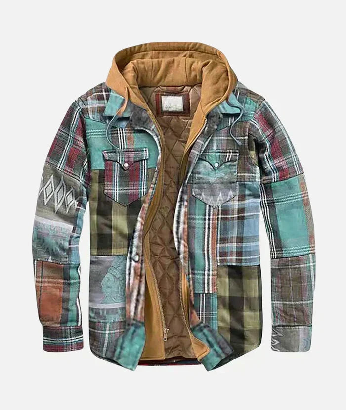 Virgilio | Chaqueta de Otoño Acolchada con Estampado Patchwork para Hombre