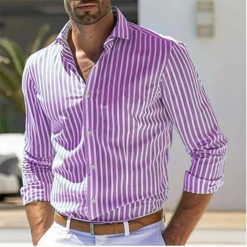 Tiago™ Camisa de rayas bicolores de manga larga