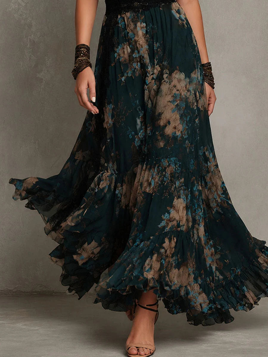 Alime | Vestido Largo con Detalle de Encaje Floral
