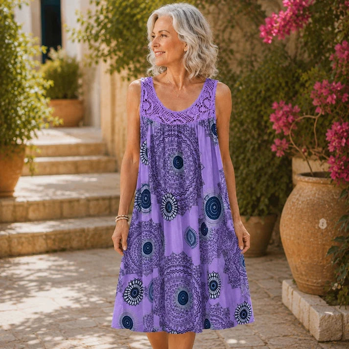 Noor™ | Vestido Midi con Estampado Abstracto y Corte Favorecedor