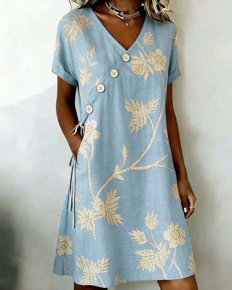 Celmira | Vestido Corto con Botones Diagonales
