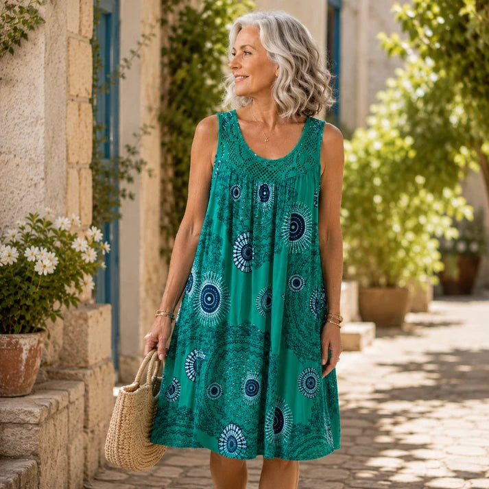 Noor™ | Vestido Midi con Estampado Abstracto y Corte Favorecedor