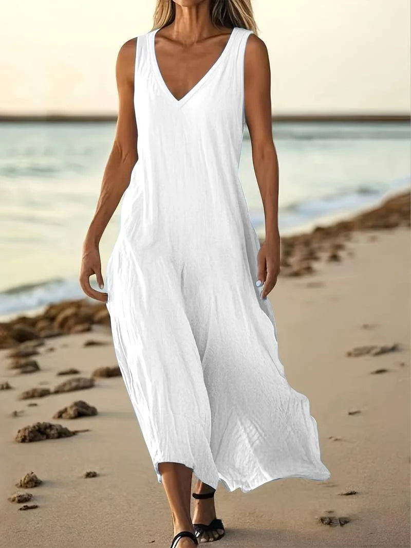 Brina | Vestido Largo Elegante sin Mangas con Escote en V