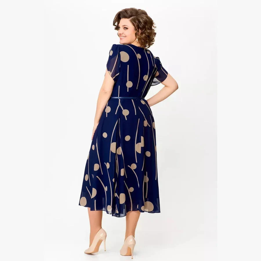 Nazeli | Vestido Midi de Gasa con Estampado de Lunares