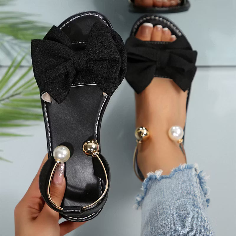 Paulina | Sandalias Elegantes con Tira de Perlas al Tobillo