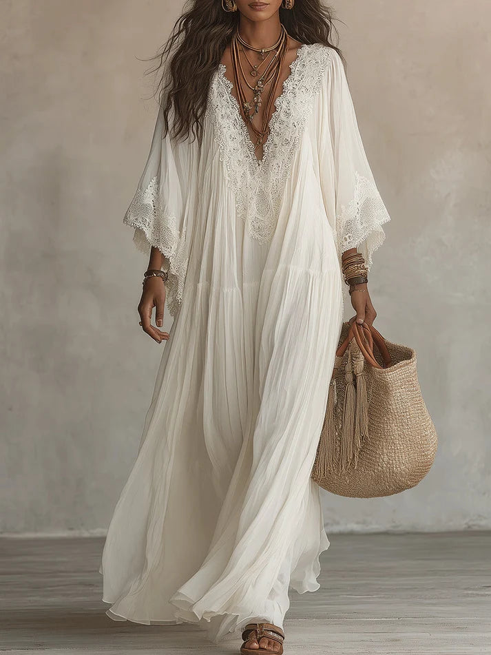 Liora™ | Vestido Bohemio con Encaje y Corte Favorecedor