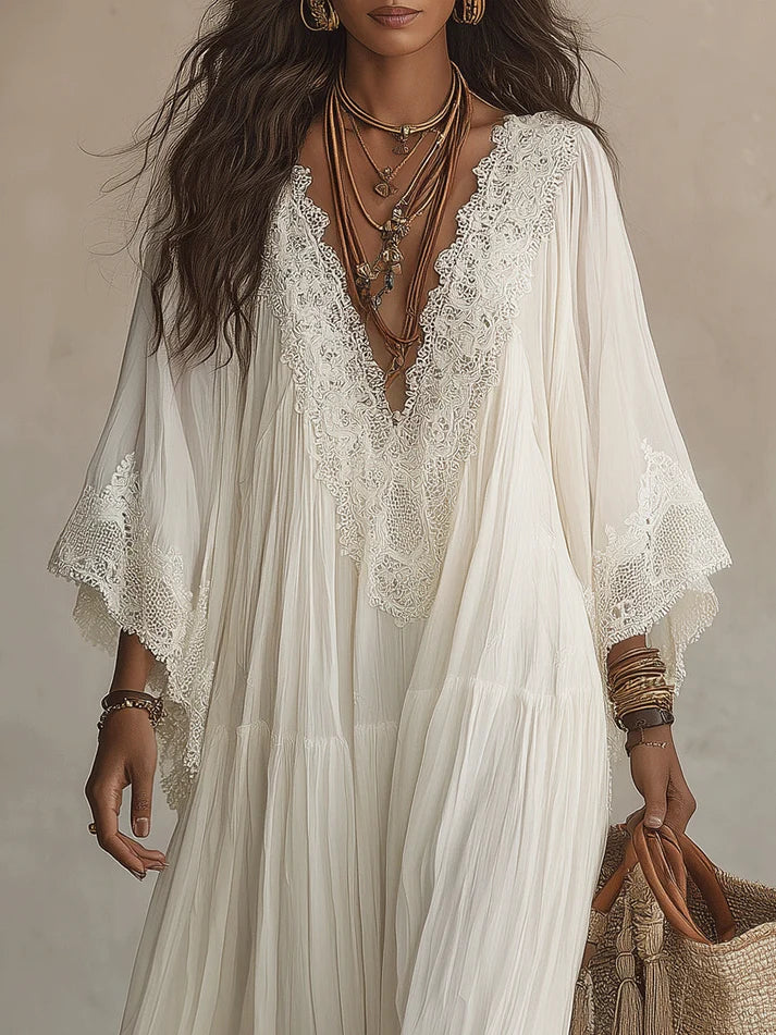 Liora™ | Vestido Bohemio con Encaje y Corte Favorecedor