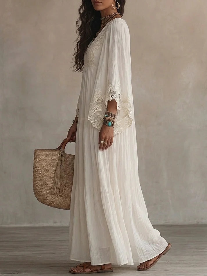 Liora™ | Vestido Bohemio con Encaje y Corte Favorecedor