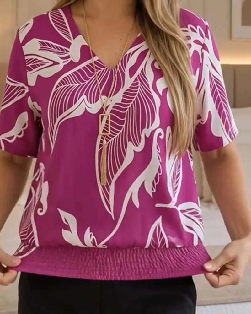 Iseba | Blusa Elegante de Manga Corta