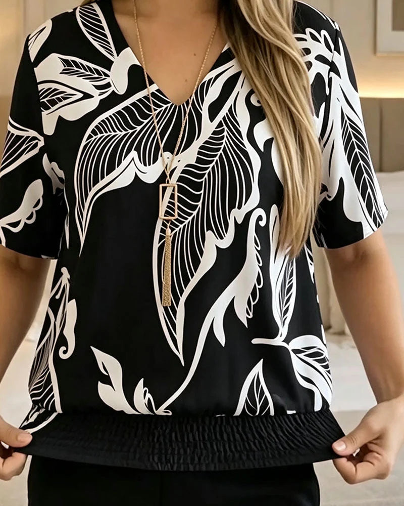 Iseba | Blusa Elegante de Manga Corta