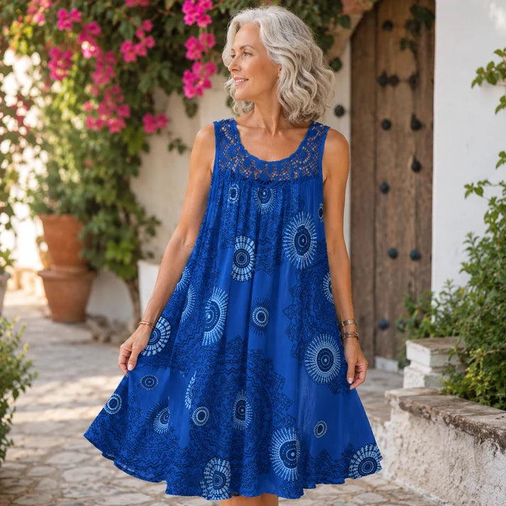 Noor™ | Vestido Midi con Estampado Abstracto y Corte Favorecedor