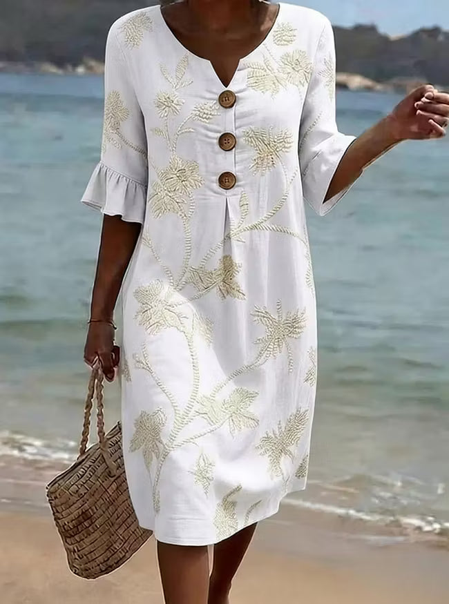 Fiorella | Vestido Floral de Algodón y Lino + Bolso de Regalo