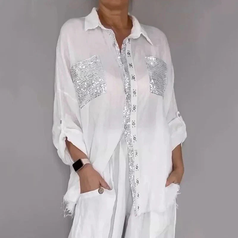 Lizy | Conjunto de Blusa y Pantalón con Lentejuelas
